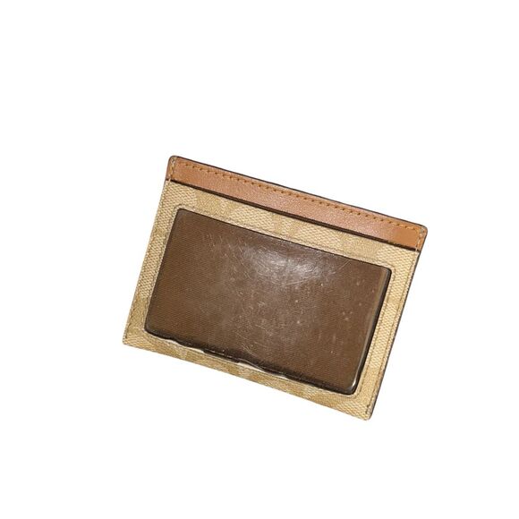 Coach Signature Leather Brown & tan Slim Id Card Case In Signature Canvas ID Car - Picture 3 of 4